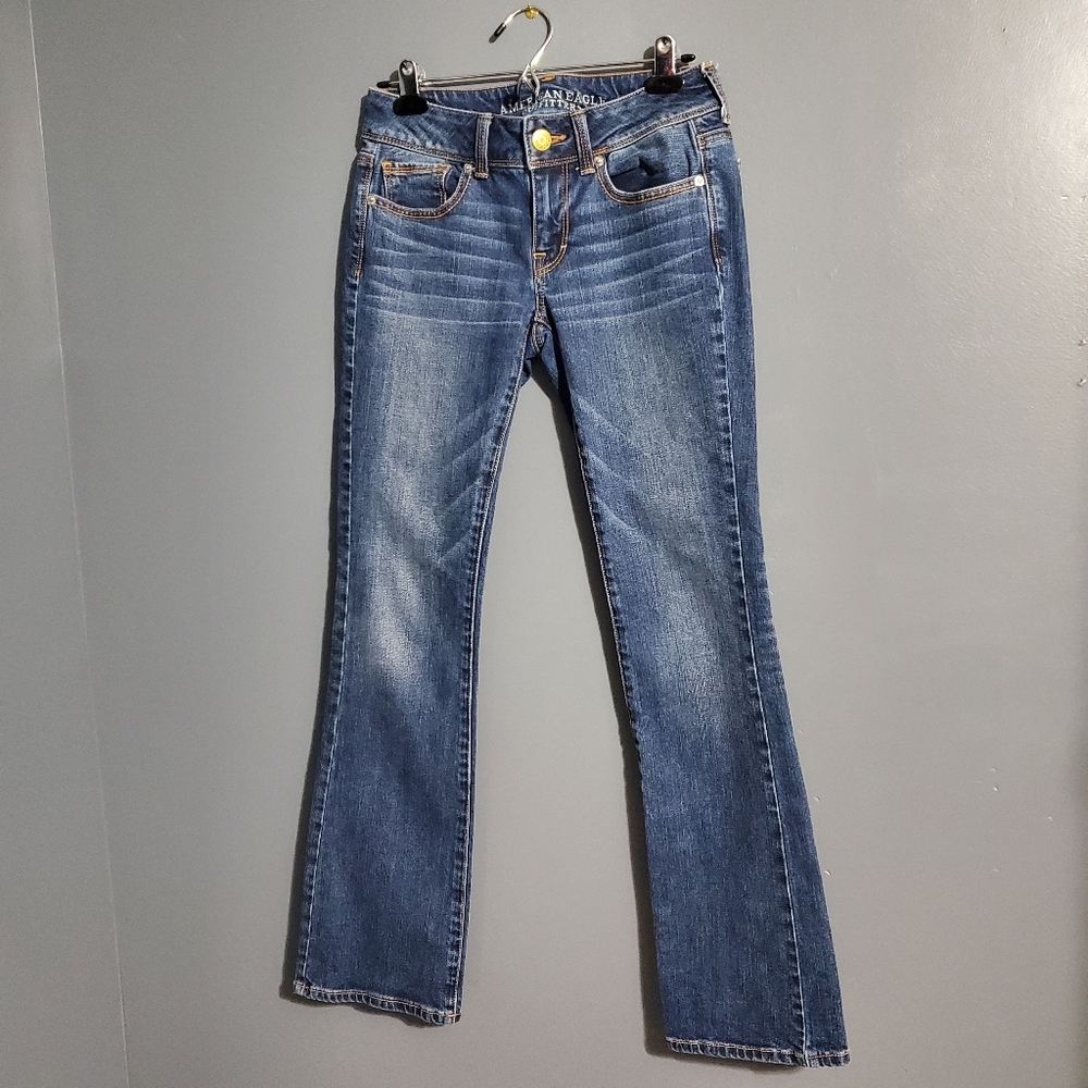 American Eagle Outfitters Womens Kick Boot Jeans Embroidered Pockets Y2K Size 2 - Picture 5 of 9